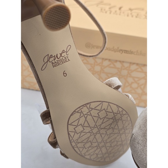 NIB Jewel Badgley Mischka Womens Tailani Open-toe Stiletto Heels - Sand - Size 6 - Picture 12 of 12